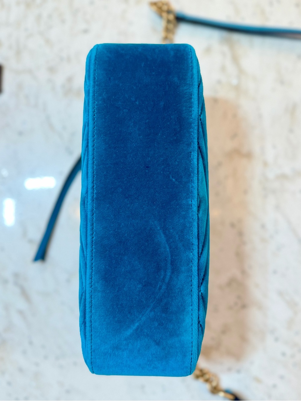 Gucci Teal Velvet GG Marmont Crossbody Bag/Shoulder bag. - Picture 5 of 13